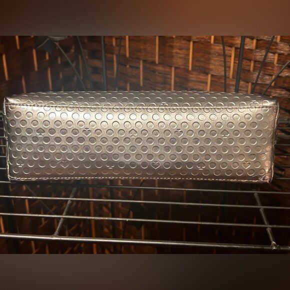 Kate Spade coated leather, metallic silver cosmetic bag....